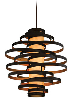 Vertigo Three Light Chandelier in Bronze And Gold Leaf (68|113-76-BRL/GL)