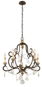 Bordeaux Five Light Chandelier in Parisian Brnze W Distr Gold Le (67|F3515-PZ/DG)