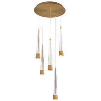 Quill LED Chandelier in Aged Brass (34|PD-59405R-AB)