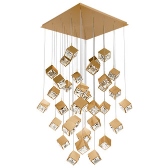 Ice Cube LED Chandelier in Aged Brass (34|PD-29341S-AB)