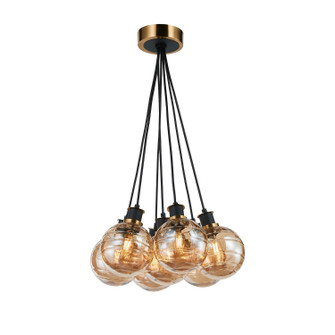 Gem Seven Light Pendant in Black and Brushed Brass (78|AC11877AM)