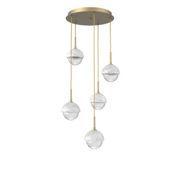 Cabochon LED Chandelier in Gilded Brass (404|CHB0093-05-GB-WC-C01-L3)