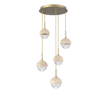 Cabochon LED Chandelier in Gilded Brass (404|CHB0093-05-GB-TC-C01-L1)