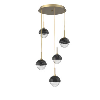 Cabochon LED Chandelier in Gilded Brass (404|CHB0093-05-GB-BC-C01-L3)