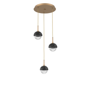 Cabochon LED Chandelier in Novel Brass (404|CHB0093-03-NB-BC-C01-L3)