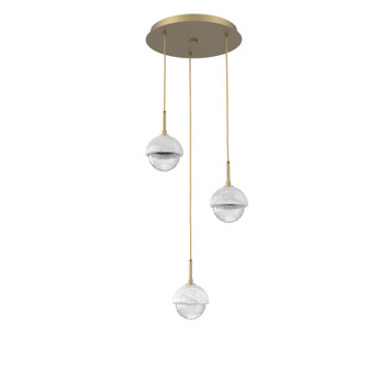 Cabochon LED Chandelier in Gilded Brass (404|CHB0093-03-GB-WC-C01-L3)