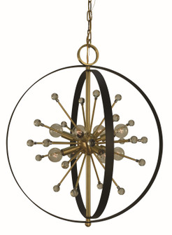 Nucleus Eight Light Chandelier in Brushed Brass w/Matte Black Accents (8|L1108 BR/MBLACK)