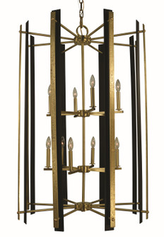 Bucolic 12 Light Dining Chandelier in Brushed Brass w/Matte Black Accents (8|L1062 BR/MBLACK)