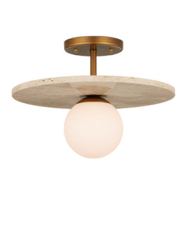Apricity One Light Semi-Flush Mount in Beige/Antique Brass/Frosted White (142|9000-1195)