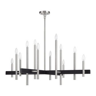 Denmark 12 Light Chandelier in Brushed Nickel with Black (107|49349-91)