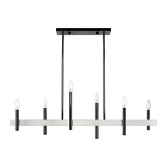 Denmark Six Light Linear Chandelier in Black Chrome with Brushed Nickel (107|49336-46)