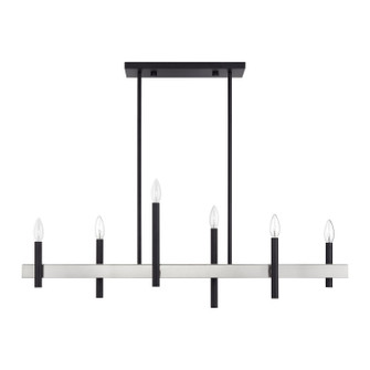Denmark Six Light Linear Chandelier in Black with Brushed Nickel (107|49336-04)