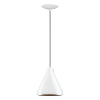 Geneva One Light Mini Pendant in White with Brushed Nickel (107|41177-03)