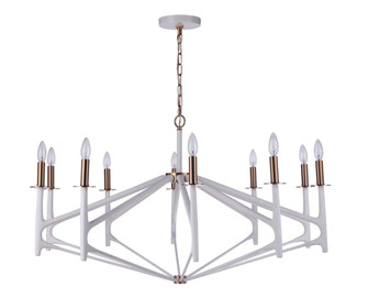 The Reserve Ten Light Chandelier in Matte White / Satin Brass (46|55510-MWWSB)