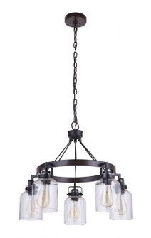 Foxwood Five Light Chandelier in Flat Black / Dark Teak (46|53625-FBDT)