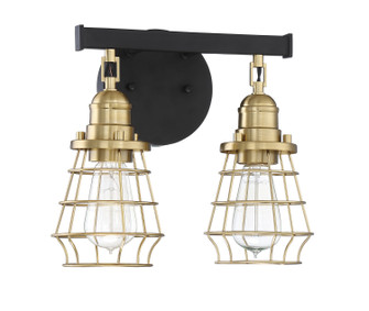 Thatcher Two Light Vanity in Flat Black/Satin Brass (46|50602-FBSB)