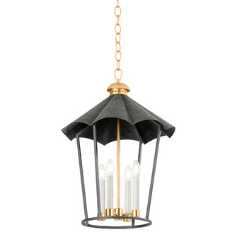 Wildomar Four Light Lantern in Vintage Gold Leaf/French Iron (67|F3718-VGL/FRN)