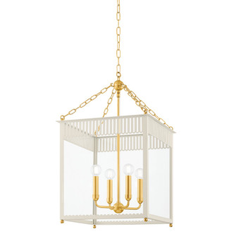 Rosalie Four Light Lantern in Aged Brass/Soft Cream (428|H932704L-AGB/SCR)