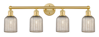 Edison Four Light Bath Vanity in Satin Gold (405|616-4W-SG-G559-5ME)