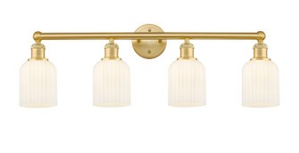 Edison Four Light Bath Vanity in Satin Gold (405|616-4W-SG-G559-5GWH)