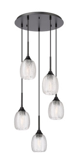 Downtown Urban Five Light Pendant in Matte Black (405|323-5P-BK-G323-5CL)