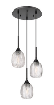 Downtown Urban Three Light Pendant in Matte Black (405|323-3P-BK-G323-5CL)