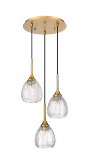 Downtown Urban Three Light Pendant in Brushed Brass (405|323-3P-BB-G323-6CL)