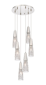 Amherst Brook Six Light Pendant in Polished Nickel (405|322-6P-PN-G322-3CL)