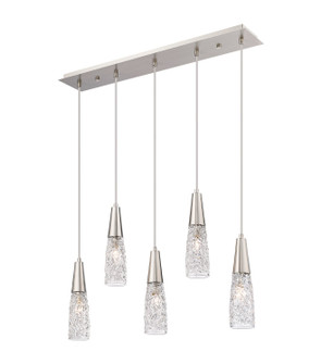 Amherst Brook Five Light Island Pendant in Brushed Satin Nickel (405|322-5I-SN-G322-3CL)