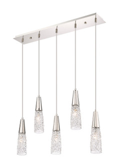 Amherst Brook Five Light Island Pendant in Polished Nickel (405|322-5I-PN-G322-3CL)