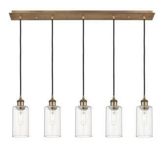 Downtown Urban Five Light Linear Pendant in Brushed Brass (405|125B-5P-BB-G434-7CL)
