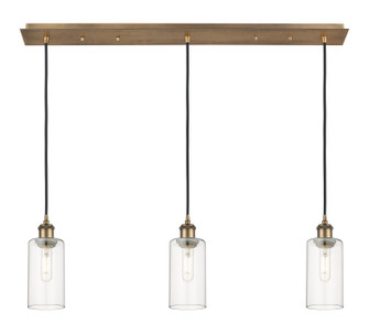 Downtown Urban Three Light Linear Pendant in Brushed Brass (405|123B-3P-BB-G434-7CL)