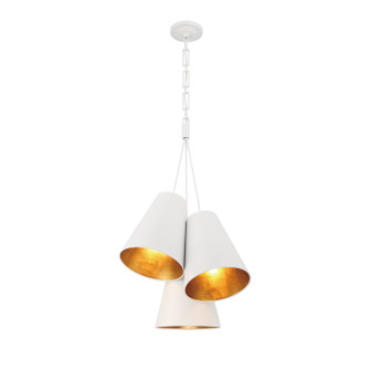 Alston Three Light Pendant in Matte White + Antique Gold (60|8684-MT-GA)