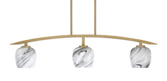 Kurve Three Light Island Pendant in New Age Brass (200|3736-NAB-4819)