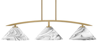 Kurve Three Light Island Pendant in New Age Brass (200|3736-NAB-2129)