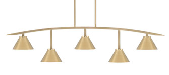 Kurve Five Light Billiard/Island in New Age Brass (200|3745-NAB-421-NAB)