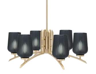 Kurve Six Light Chandelier in New Age Brass (200|3706-NAB-4252)