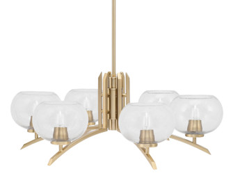 Kurve Six Light Chandelier in New Age Brass (200|3706-NAB-202)