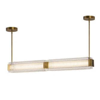 Alai LED Linear Pendant in Vintage Brass/Ribbed Glass (452|LP374247VBCR-UNV)