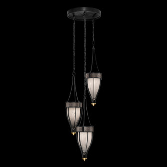 Mirage Three Light Pendant in Black Iron/Brass/Pebble (48|100044-111)