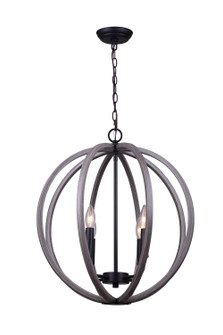 Armelle Four Light Pendant in Black/Grey/Faux Wood (387|IPL673B04BKD20)