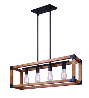 Moss Four Light Chandelier in Black/Wood (387|ICH756A04BKW32)