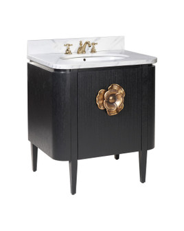 Briallen Vanity with Sink in Caviar Black/Natural/White/Light Antique Brass (142|3800-0003)