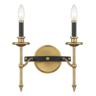 Consulate Two Light Wall Sconce in Matte Black and Warm Brass (51|9-9510-2-143)