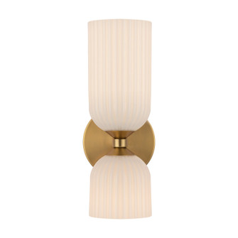 Nelly Two Light Vanity in Brushed Gold/Glossy Ribbed Opal Glass (452|WV442612BGGR)