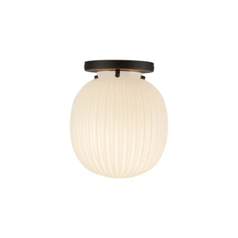 Cherise One Light Semi-Flush Mount in Matte Black/Glossy Ribbed Opal Glass (452|SF579107MBGR)