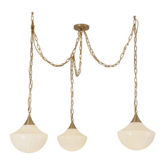 Farrah Three Light Pendant in Brushed Gold/Glossy Ribbed Opal Glass (452|MP651312BGGR)