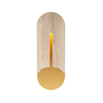Clog LED Outdoor Wall Sconce in Beige Travertine/Aged Brass (281|WS-W10516-40-WV/AB)