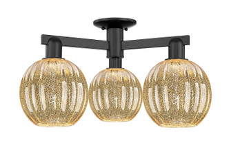 Arcadia Three Light Semi-Flush Mount in Matte Black (405|716-3F-BK-G458-7ME)
