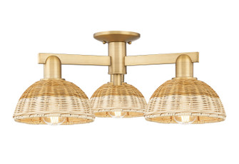 Arcadia Three Light Semi-Flush Mount in Brushed Brass (405|716-3F-BB-NBD2-75-NAT)